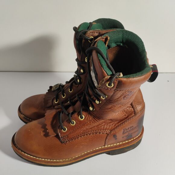 GEORGIA G3114 FARM AND RANCH BROWN LEATHER WORK LADIES 8.5 BOOTS - Picture 15 of 15